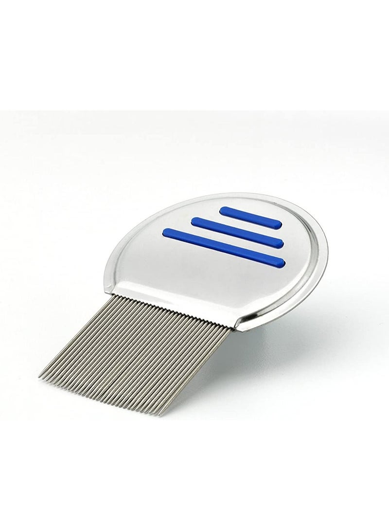 Stainless Steel Style Fine Tooth Lice Comb Metal Nit Safely Removes Children and Adults for Head Lice Blue - Image 3
